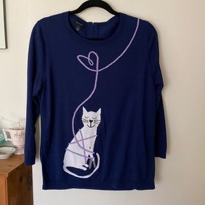 😸Talbots Navy Cat Sweater 🐈